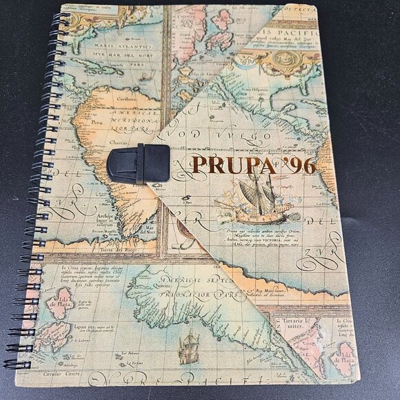Spiral Garden Notebook Journal Diary Written Notes Blank Grid PRUPA 96 World Map - Picture 2 of 11